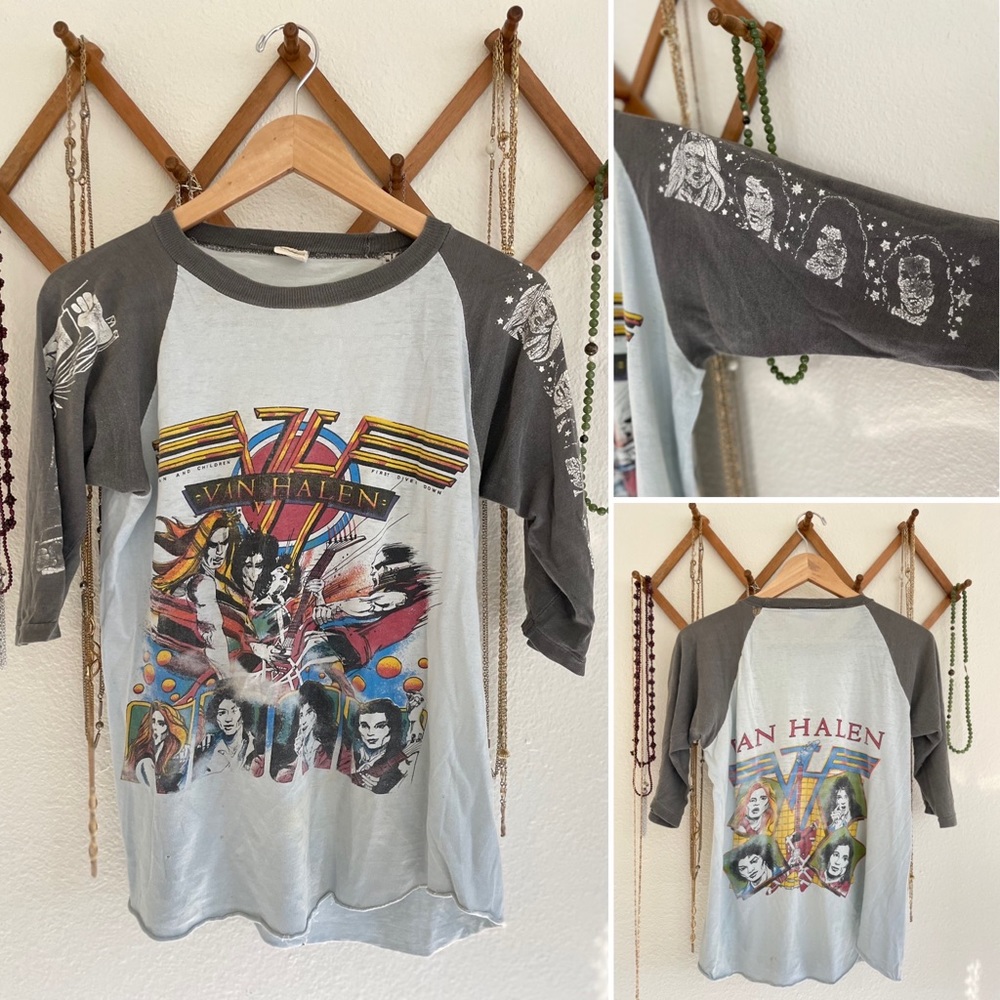 Vintage Van Halen Thrashed Raglan Shirt Authentic Original Bootleg - Picture 2 of 10